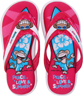 Peace-Love-Summer Memory Foam Thongs (Fuschia)